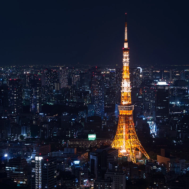 Tokyo Tower illuminated at night